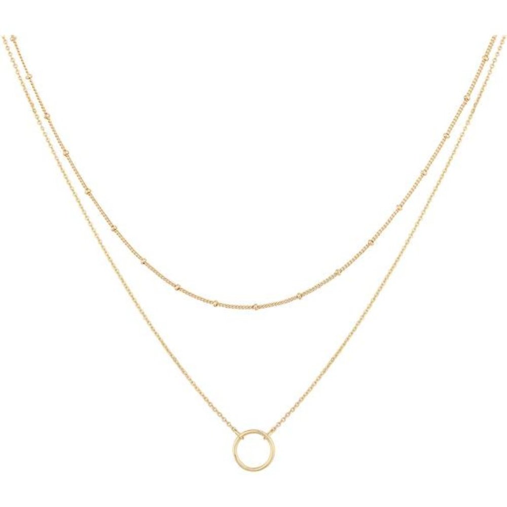Layered Heart Necklace Pendant Handmade 18k Gold Plated Dainty Gold Choker